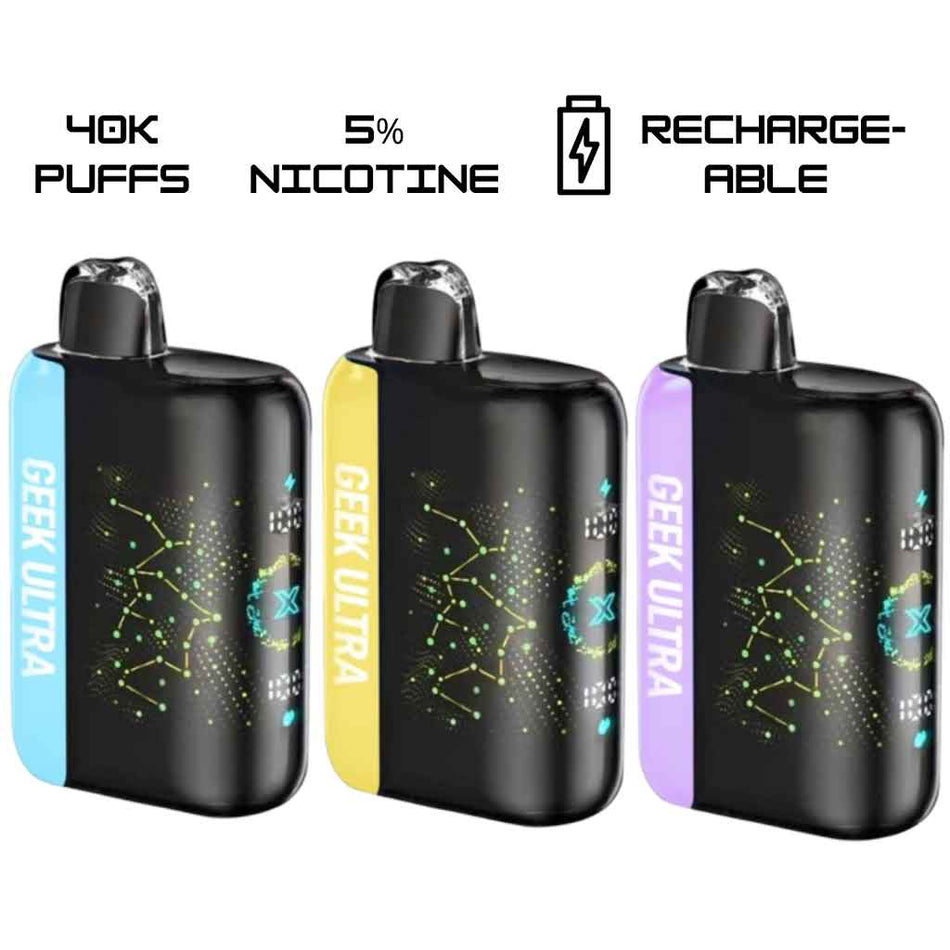 Geek Ultra Pulse X 40K Puffs 30mL Disposable Vape - Display of 5 (MSRP $24.99 Each)