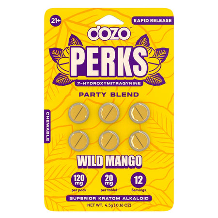 Wild Mango: Dozo Perks 7-Hydroxy 20mg Tablets – 6ct Pack, Wild Mango Flavor, 10-Pack Display (Wholesale).