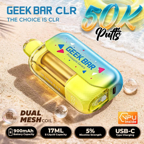 Geek Bar CLR 50K Puffs Disposable Vape - Display of 5