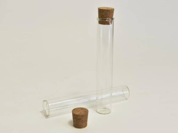 Empty Glass Tube With Wooden Cork Cover - Case of 366