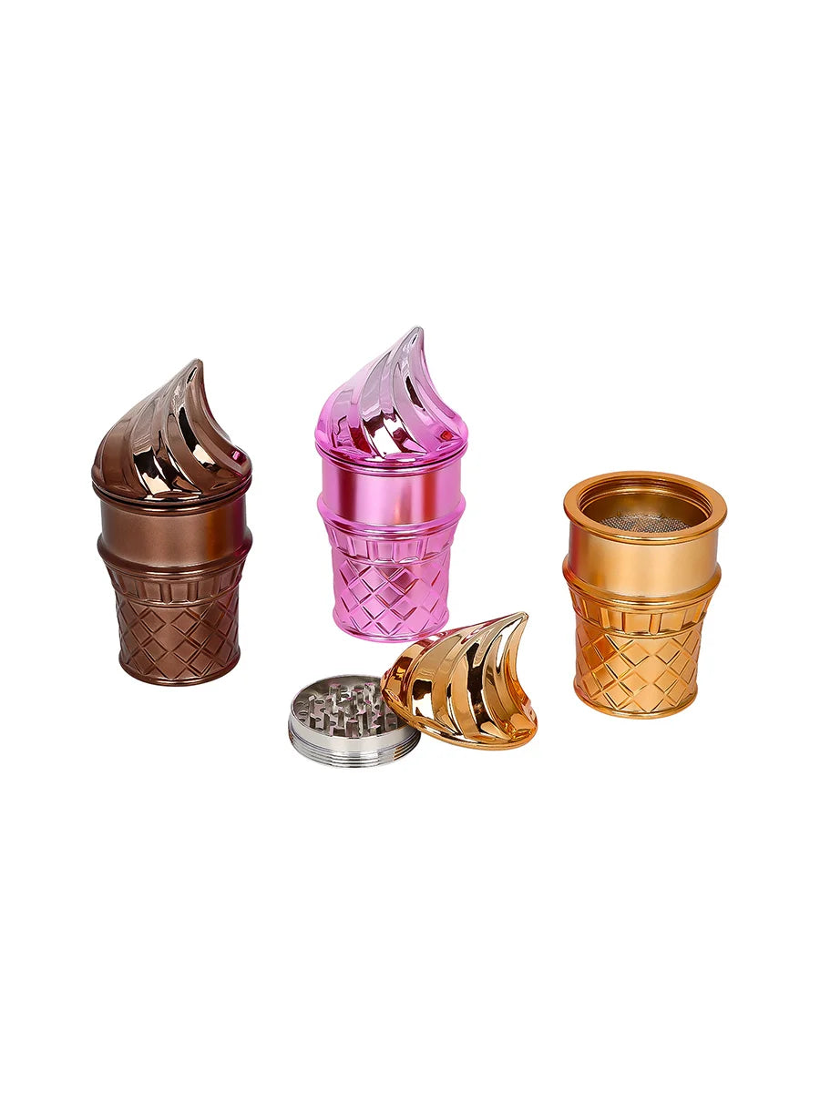 Crushers Grinder Ice Cream Cone Shape 4 Part - Display of 6 (GR-732)