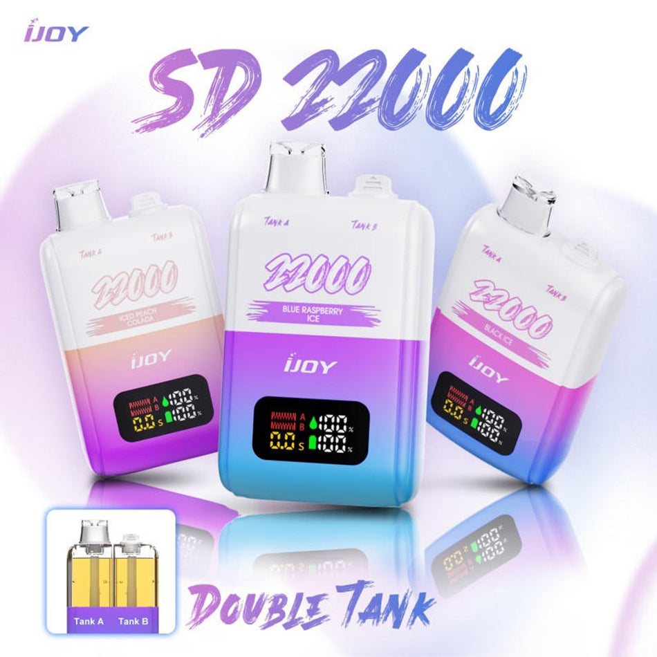 iJoy SD22000 22K Puffs Disposable Vape - Display of 5 (MSRP $19.99 Each)