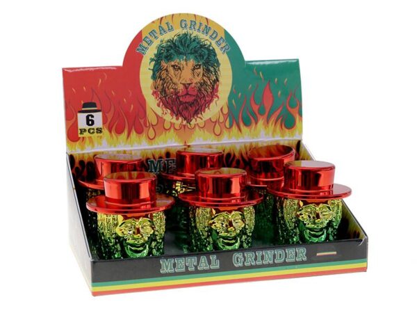 Jamaican Rasta Style 102mm Metal Grinders - Display of 6