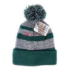 Two Stripe Pom Pom Skull Cap Beanies - Bag of 12pc