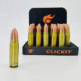 Clickit Small Bullet Side Flame Lighter- Display of 30 (MSRP $8.99 Each)