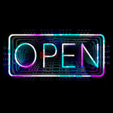 Open Infinity Neon Sign Mirror w/ Remote Control (20" x 10")