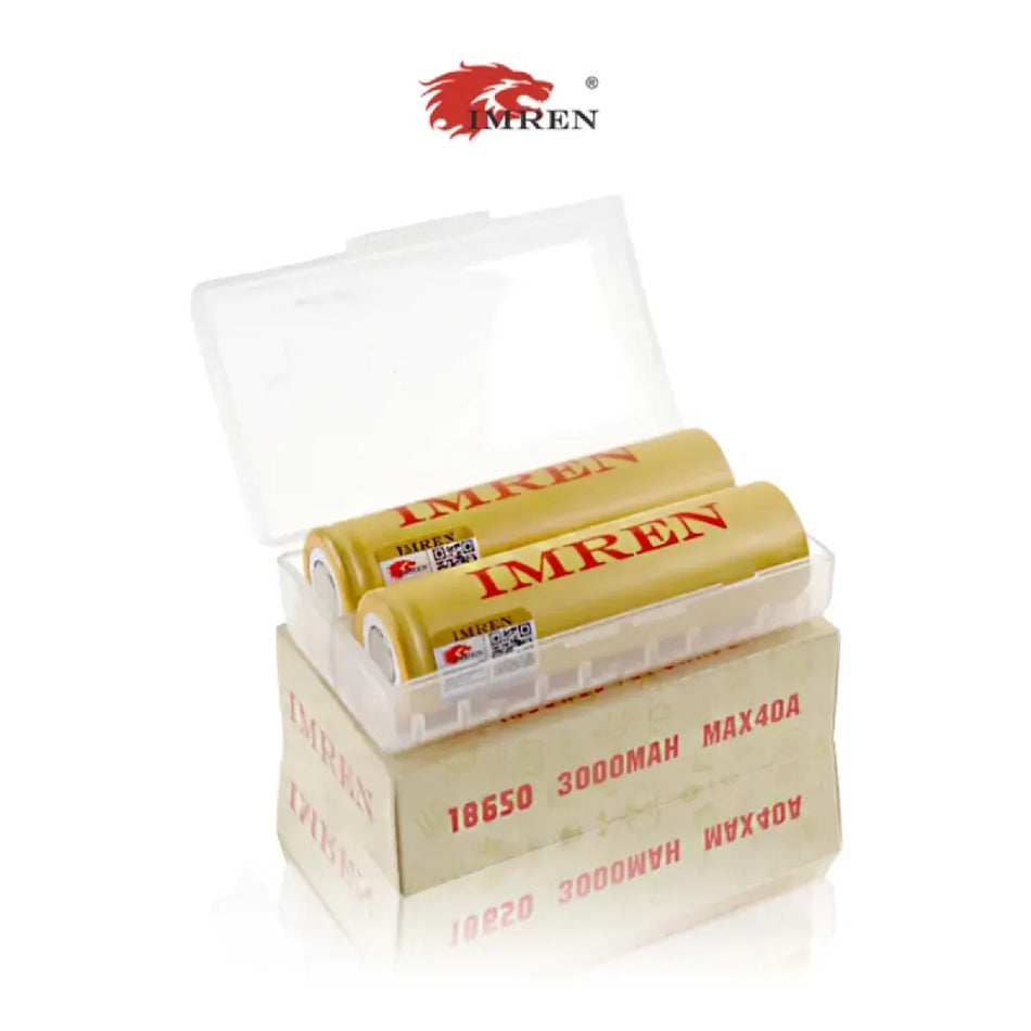 IMREN 18650 3000mAh 40A Li-ion Rechargeable Battery - Pack of 2