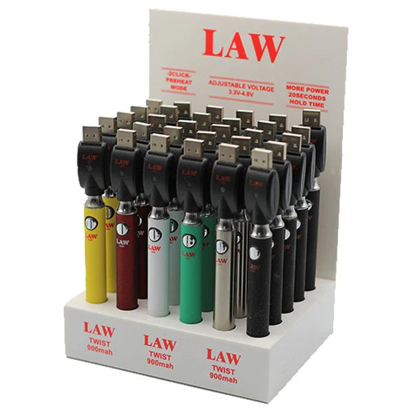 LAW Twist 900mAh Adjustable Cartridge Battery - Display of 30
