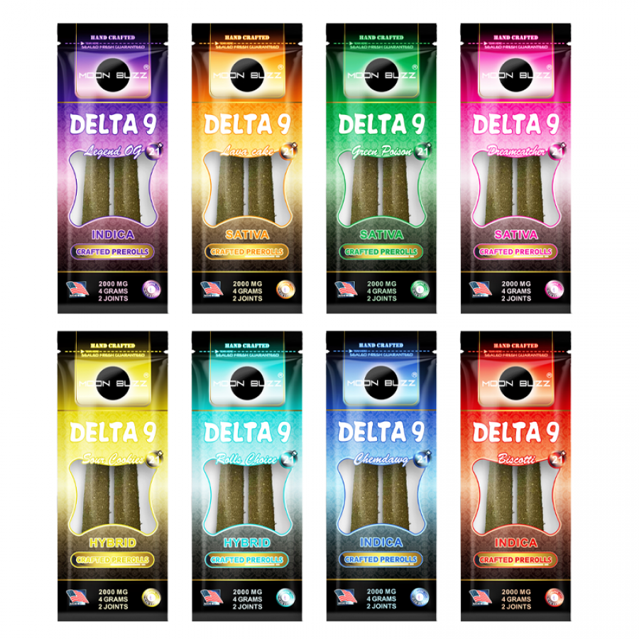 Moon Buzz Delta 9 2g 2ct Pre-Rolls - Display of 6 Bags