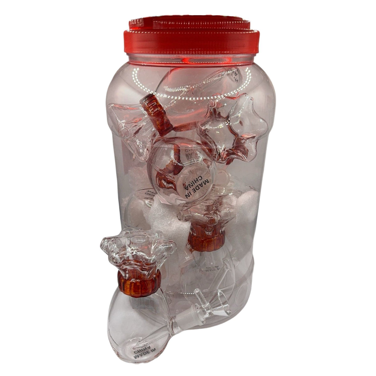 Glass Bong 5in Red Cap Design 7ct Jar (MSRP $29.99ea)