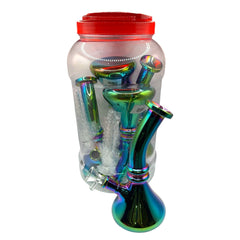 Glass Bong 8in Rainbow Chrome Design 4ct Jar (MSRP $29.99ea)