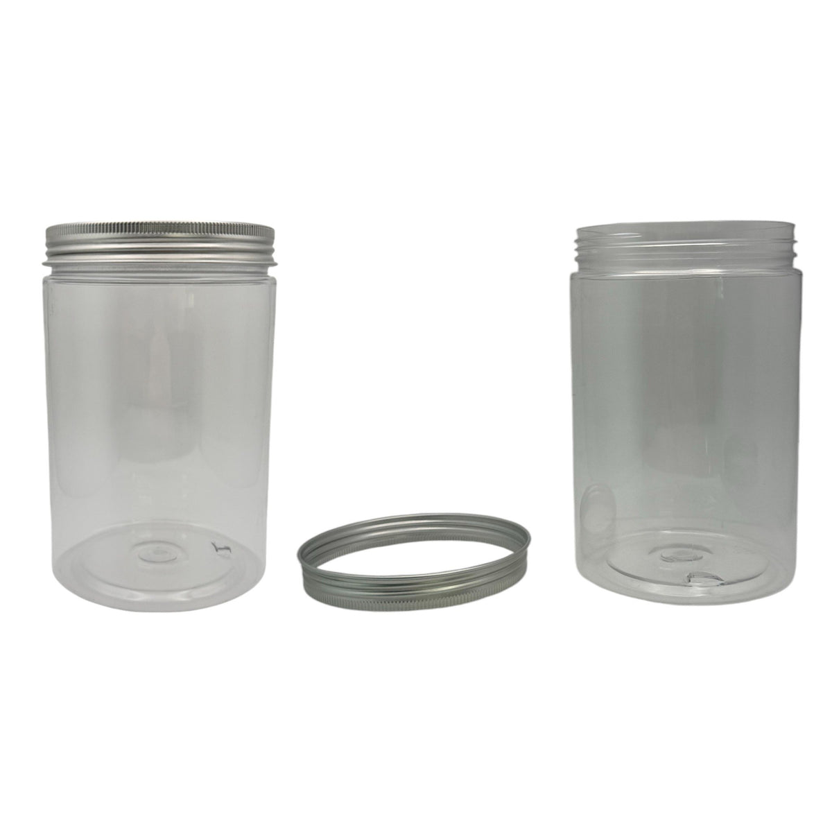 Clear Plastic Jar With Silver Screw Top Lid 700ML 1CT MK-PJ83