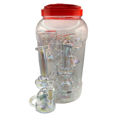 Glass Bong 8in Chrome Design 4ct Jar (MSRP $39.99ea)