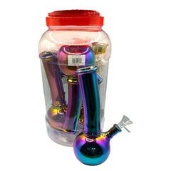 Glass Bong 8in Rainbow Chrome Design 4ct Jar (MSRP $24.99ea)