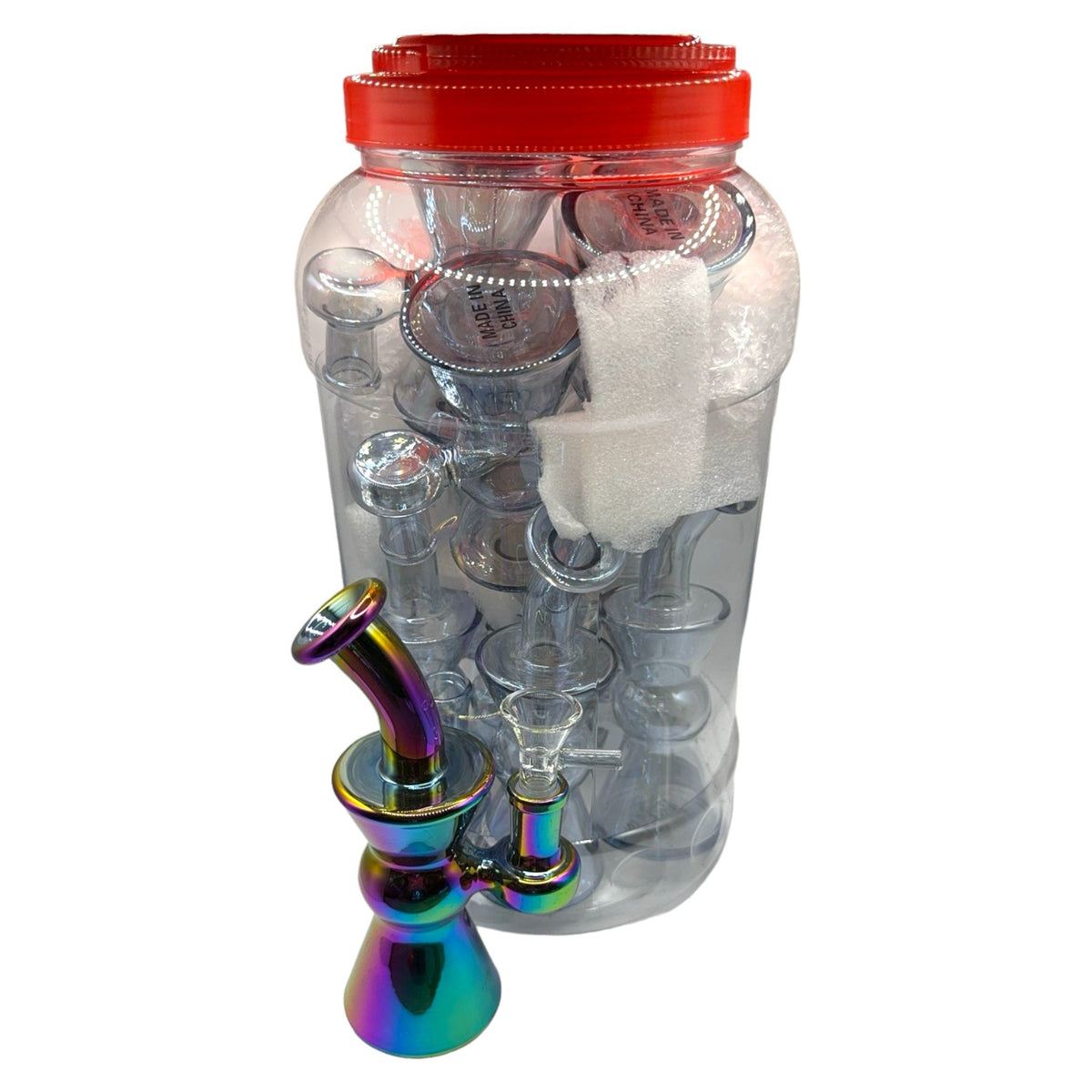 Glass Bong 7in Assorted Chrome Design 9ct Jar (MSRP $29.99ea)