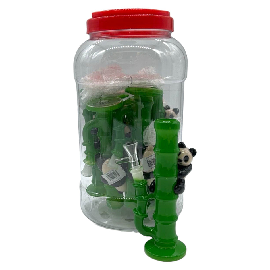 Glass Bong 7in Bamboo Panda Design - Jar of 8