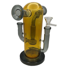 Glass Bong 9in Yellow and Gray Tubes Design (MSRP $69.99)