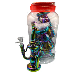 Glass Bong 8in Rainbow Chrome Design 4ct Jar (MSRP $54.99ea)