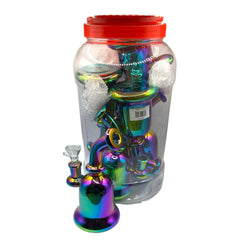 Glass Bong 7in Rainbow Chrome Design 6ct Jar (MSRP $24.99ea)