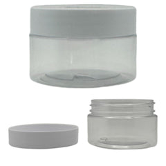 Clear Plastic Jar With White Plastic Screw Top Lid 60ML 1CT MK-PJ56