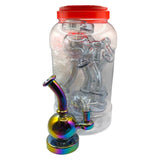 Glass Bong 7in Assorted Chrome Design 5ct Jar (MSRP $29.99ea)