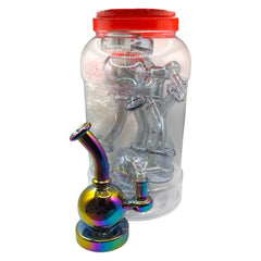 Glass Bong 7in Assorted Chrome Design 5ct Jar (MSRP $29.99ea)