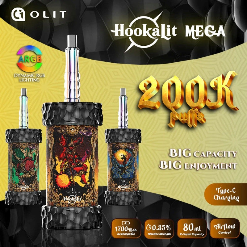 Olit Hookalit Mega 200K Puffs 80mL Disposable Hookah Vape