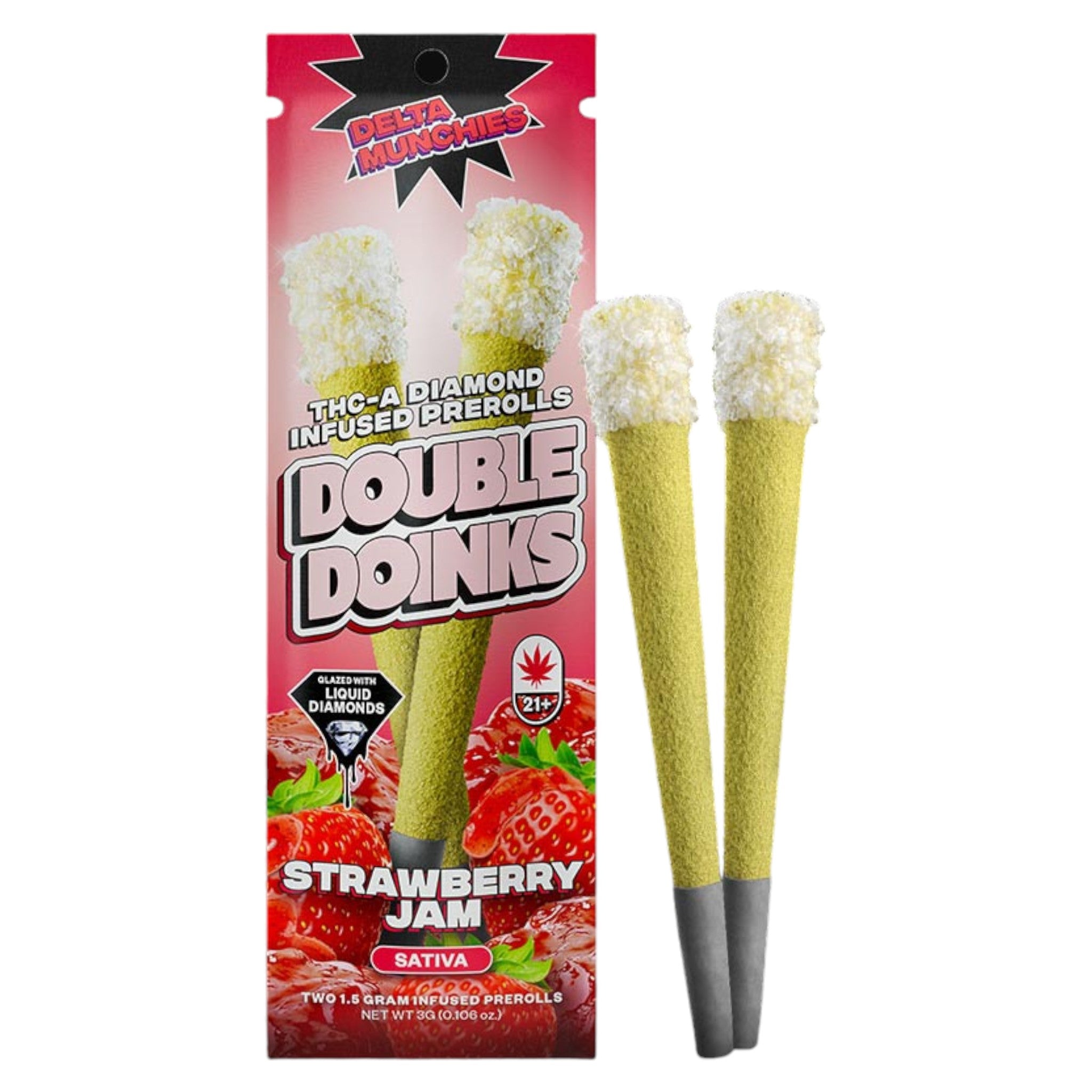 Delta Munchies 1.5g THC-A Double Doinks 2 Prerolls 5ct Display