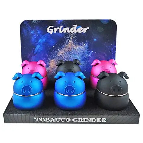Crushers Grinder Piggy Shape 4 Parts - Display of 6 (GR1603)