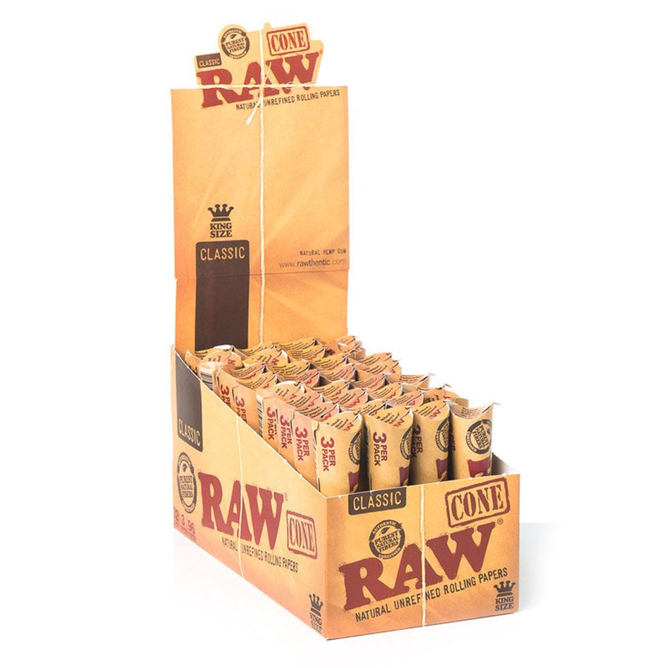 RAW Classic King Size Cones - Display of 32