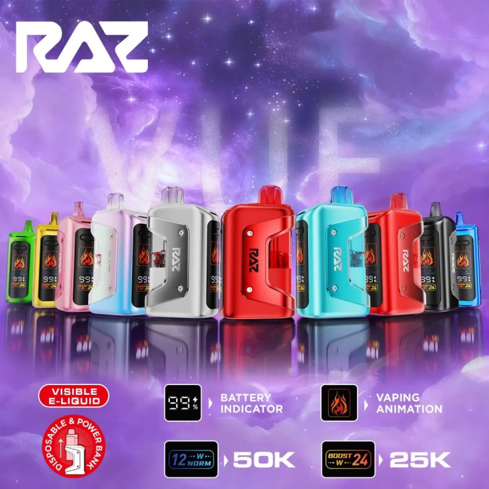 RAZ Vue 50K Puffs 13mL Disposable Kit - Display of 5