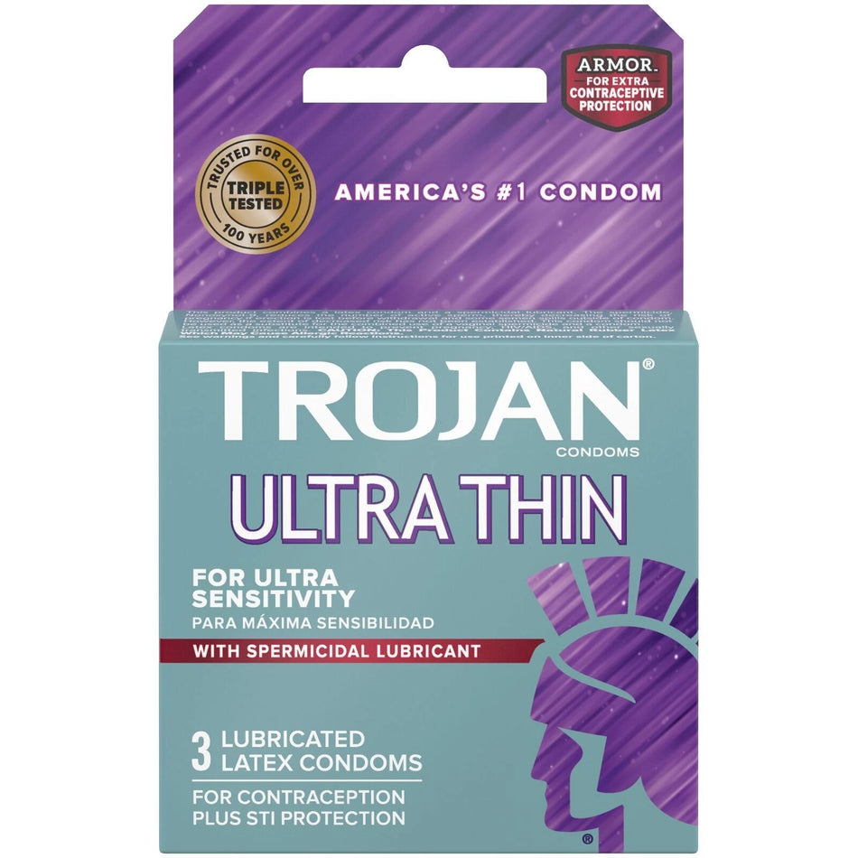 TROJAN GRAY ULTRA THIN SPERMICIDAL LUBRICANT 3pk 6ct Bundle