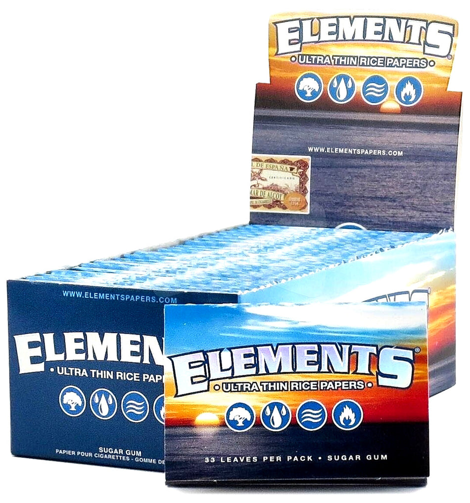Elements Ultra Thin Rice Rolling Papers 1 1/2" - Display of 25