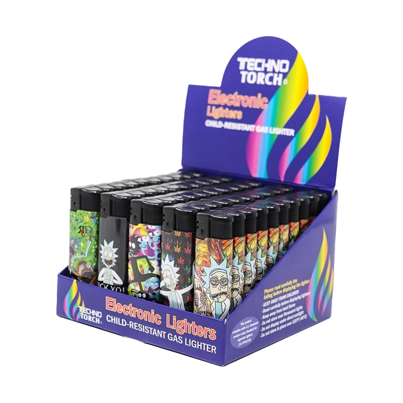 Techno Torch Electric Lighters Assorted Designs - Display of 50 (MSRP $1.99 Each)