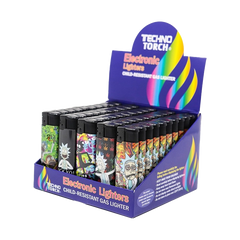 Techno Torch Electric Lighters Assorted Designs - Display of 50 (MSRP $1.99 Each)