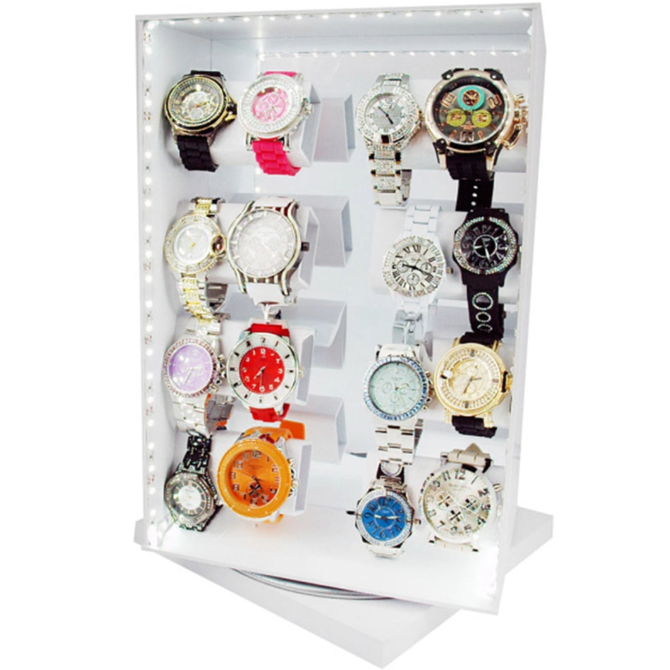 2 Side Turntable LED Pre-Filled Watch Display - Display of 32