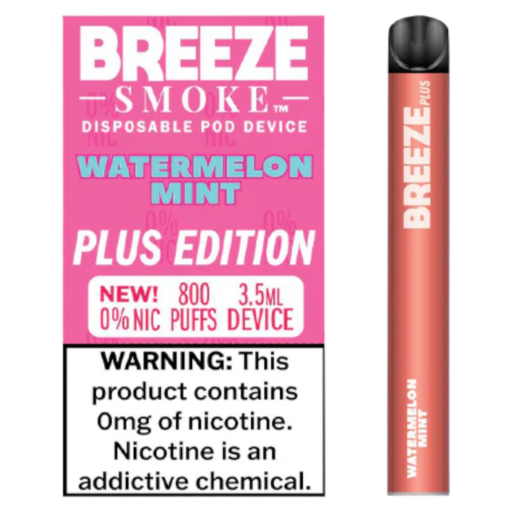 Breeze Plus Edition 0% Nicotine - Display of 10 (MSRP $9.99 Each)