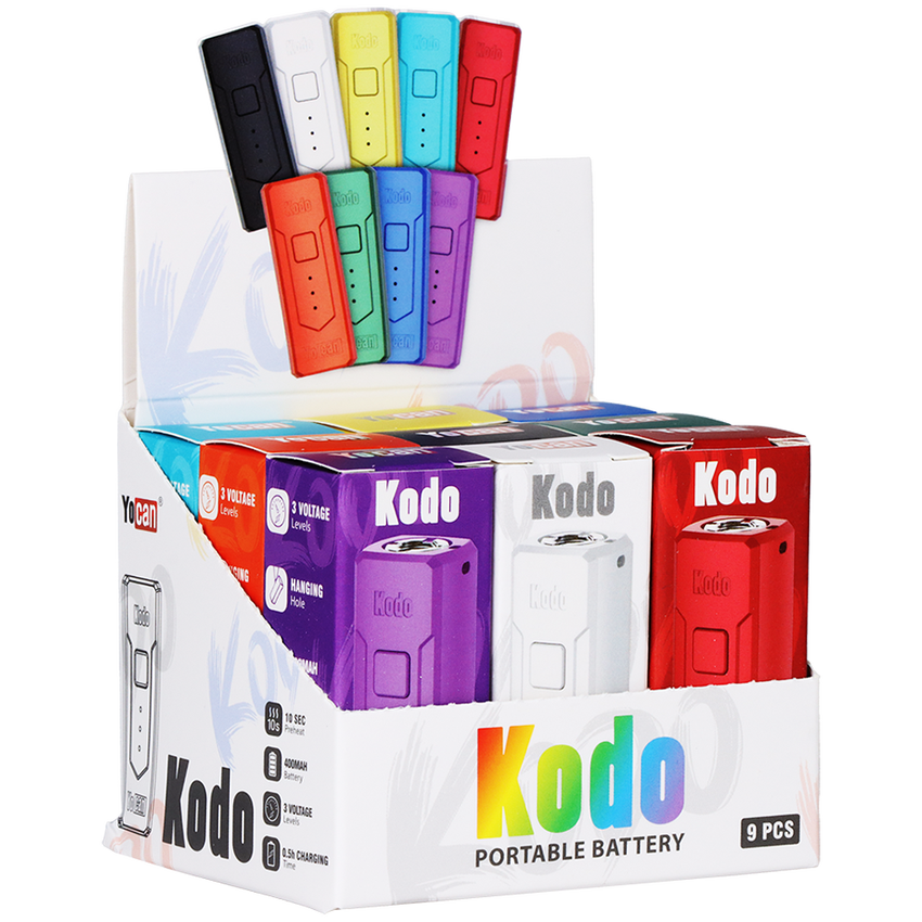 Yocan Kodo 400mAh 510 Battery Assorted Colors - Display of 9